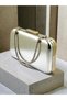 Silver Gray Lame Stone Handle Shiny Metallic Skin Leather Chain Strap Women's Evening Dress Bag Wedding Engagement Graduation - 7