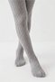 Gray Knitted Detailed Soft Cotton Children's Pantyhose