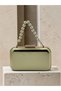Gold Gold Dore Shiny Metallic Skin Leather Pearl Strap Chain Strap Women's Evening Dress Bag Wedding Engagement Graduation - 3