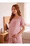 New Season Powder Muslin Fabric Special Design Short Sleeve 100% Cotton Maternity Shorts Pajama Set with Breastfeeding Features - 2