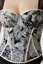 Women's Jacquard Fabric Corset with Padded Chest and Lace-Up Back Design - 4