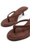 Women's Comfortable Sole New Season Faux Leather Short Heeled Flip Flops - 5