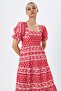 Poplin Fabric Square Neck Dress - 3