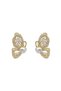 Gold Color Sparkling Zircon Stone Pearl Detailed Butterfly Design Stylish Earrings - 3