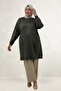 48089 Large Size Beyoğlu Stone Modal Tunic - Khaki - 3