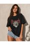 Unisex Rough Leopard Printed Oversize T-Shirt Unisex 80% Cotton Boxy Fit Streetwear T-Shirt Thick Textured - 2