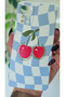 Redmi Note 11 Pro/Note 12 Pro 4g Compatible Blue Plaid and Cherry Pattern Hard Silicone White Phone Case - 2