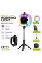 Rgb Lighted Selfie Stick Tripod 78.5 cm Bluetooth Controlled Phone Stand - 3