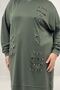 48089 Large Size Beyoğlu Stone Modal Tunic - Khaki - 2