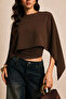 Asymmetrical Poncho Cape Detailed Viscose Blouse
