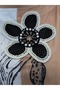 Plus Size Floral Applique Pearl Stone Detailed Patterned Women's Blouse with Mesh Skirt Hem - 4