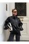 New Season Women's Zra Oversize Stand Collar Leather Jacket