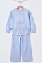 Girl's Printed Sweatshirt and Wide-Leg Sweatpants Set - 4
