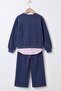 Girl's Printed Sweatshirt and Wide-Leg Sweatpants Set - 5