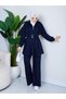 Belted Zippered Loyşo Suit Dark Blue - 5