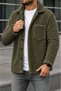 Unisex Plush Jacket Winter Thick Textured Buttoned Double Pocket Oversize Shirt Jacket Cardigan - 2