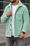 Unisex Plush Jacket Winter Thick Textured Buttoned Double Pocket Oversize Shirt Jacket Cardigan - 2
