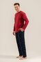 Men's Long Sleeve Front Buttoned Cotton Pajama Set (with Socks as a Gift) - 3