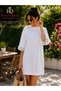 Women's Cotton Fabric Oversized Mini Dress with Ring Sleeve Detail