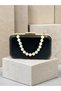 Black Matte Leather with Gold Metal Detail and Pearl Strap Chain Strap Women's Evening Dress Bag Wedding Engagement Graduation - 6
