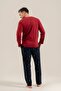 Men's Long Sleeve Front Buttoned Cotton Pajama Set (with Socks as a Gift) - 4