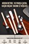 Korean Style Retro 18/10 Stainless Steel 10-Piece Fork Spoon Knife Set, Green Carbon Pure Handle Dinnerware Set for 2 People 723566