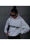 3 İplik Moodthelabel Sweatshirt - White Printed Oversize Hooded Sweatshirt