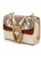 Authentic Woven Fabric Women's Handbag – Stylish Bag with Carpet Motif Pattern and Gold Color Chain Strap - 3