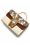 Authentic Woven Fabric Women's Handbag – Stylish Bag with Carpet Motif Pattern and Gold Color Chain Strap - 2