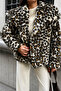 Leopard Patterned Wide Collar with Pockets and Snap Fasteners, Lined Imported Premium Fur - 2