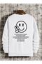 Go Forward White Thick Sweatshirt - Printed Oversized Crew Neck