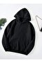 3 Yarns Unprinted Thick Winter Sweatshirt - Black Oversized Hooded Hoodie