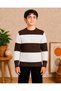 Boys' Crew Neck Striped Ribbed Knit Sweater Long Sleeve Casual Top 7-15 Years
