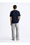 Regular Fit Sign Printed Navy Blue T-Shirt - 2