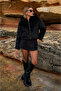 Zippered Short Length Soft Texture Lined Fur Coat - 3