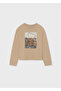 Beige Girls' Printed Long Sleeve T-Shirt 7001 - 2