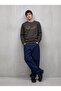 Regular Fit Sign Printed Crew Neck Green Sweatshirt