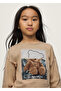 Beige Girls' Printed Long Sleeve T-Shirt 7001