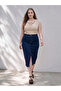 Navy Blue Plus Size Regular Fit Jean Skirt