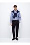 Relaxed Fit Micro Plaid Long Sleeve White Shirt
