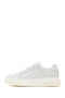 Men's White Lace-Up Thick-Soled Leather Sneaker Wm740005Dv - 3