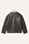 V-Neck Plush Lined Suede Look Buttoned Coat Girls G9345A826Au - 7