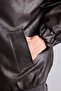 Balloon Fit High Collar Zippered Faux Leather Pocketed Coat H2181Ax26Au - 7