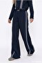 Striped Side Stripe Loose Leg Trousers Navy Blue - 3