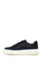 Men's Navy Blue Lace-Up Thick Sole Leather Sneaker Wm740005Dv - 3