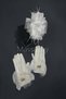 Pearl Stone Detailed Tulle Bridal Gloves and Feathered Floral Bridal Cap Wedding Marriage Engagement Accessory Set - 2