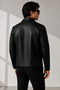 New Now Men's Premium Black Classic Collar Modern Fit Leather Jacket - 6