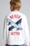 Oversize Crew Neck Back Printed Soft Fleece Inside Sweatshirt for Boys I0114A826Wn