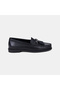 Women's Black Metal Buckle Tasseled Leather Loafer - 2