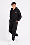 Black Boy's Hooded Tracksuit Set with Back Print Detail 24683 - 2